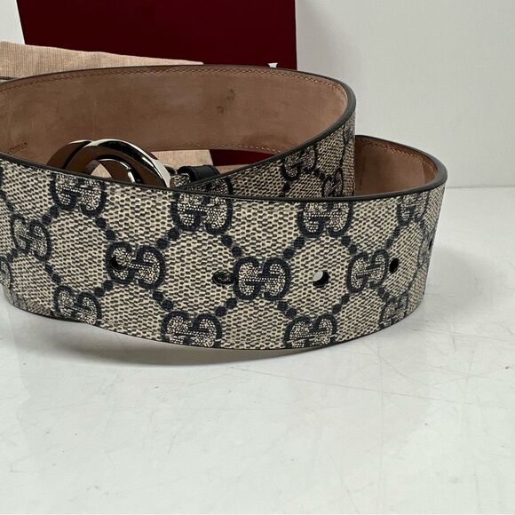 Gucci GG Supreme Belt With G Buckle - Beige Blue Canvas - Men’s 100cm Size 40 - Picture 4 of 5